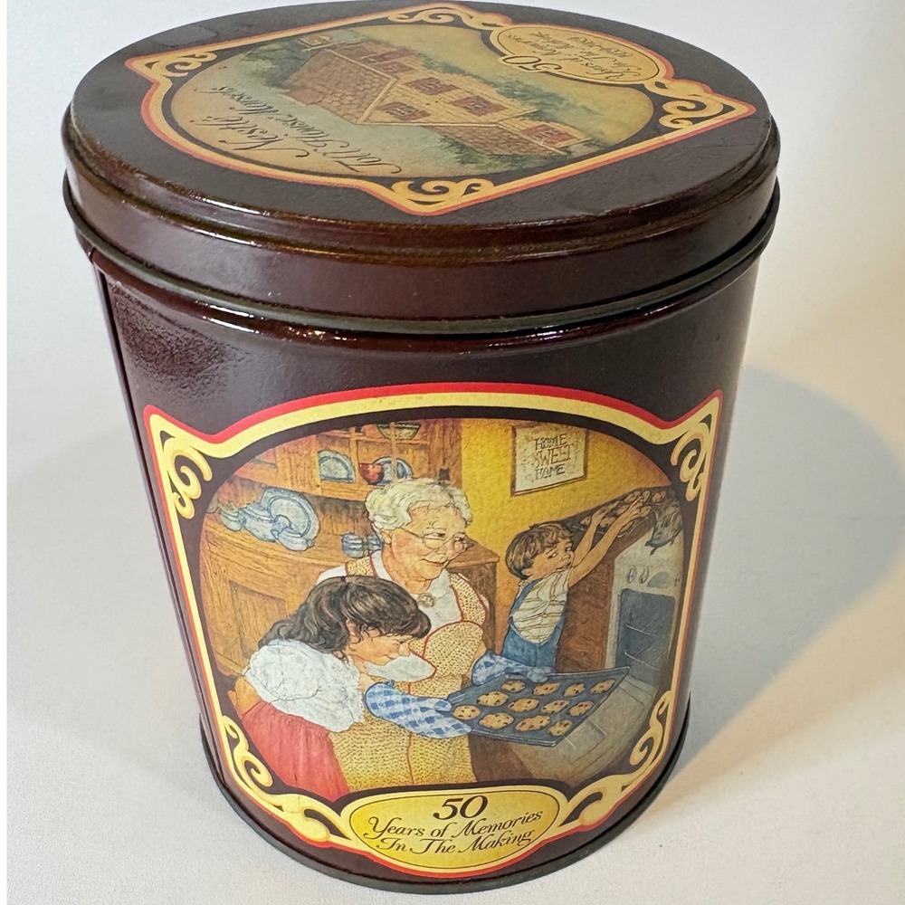 Vintage Nestle Toll House Morsels 50th Anniversary Tin Brown Cookie Tin